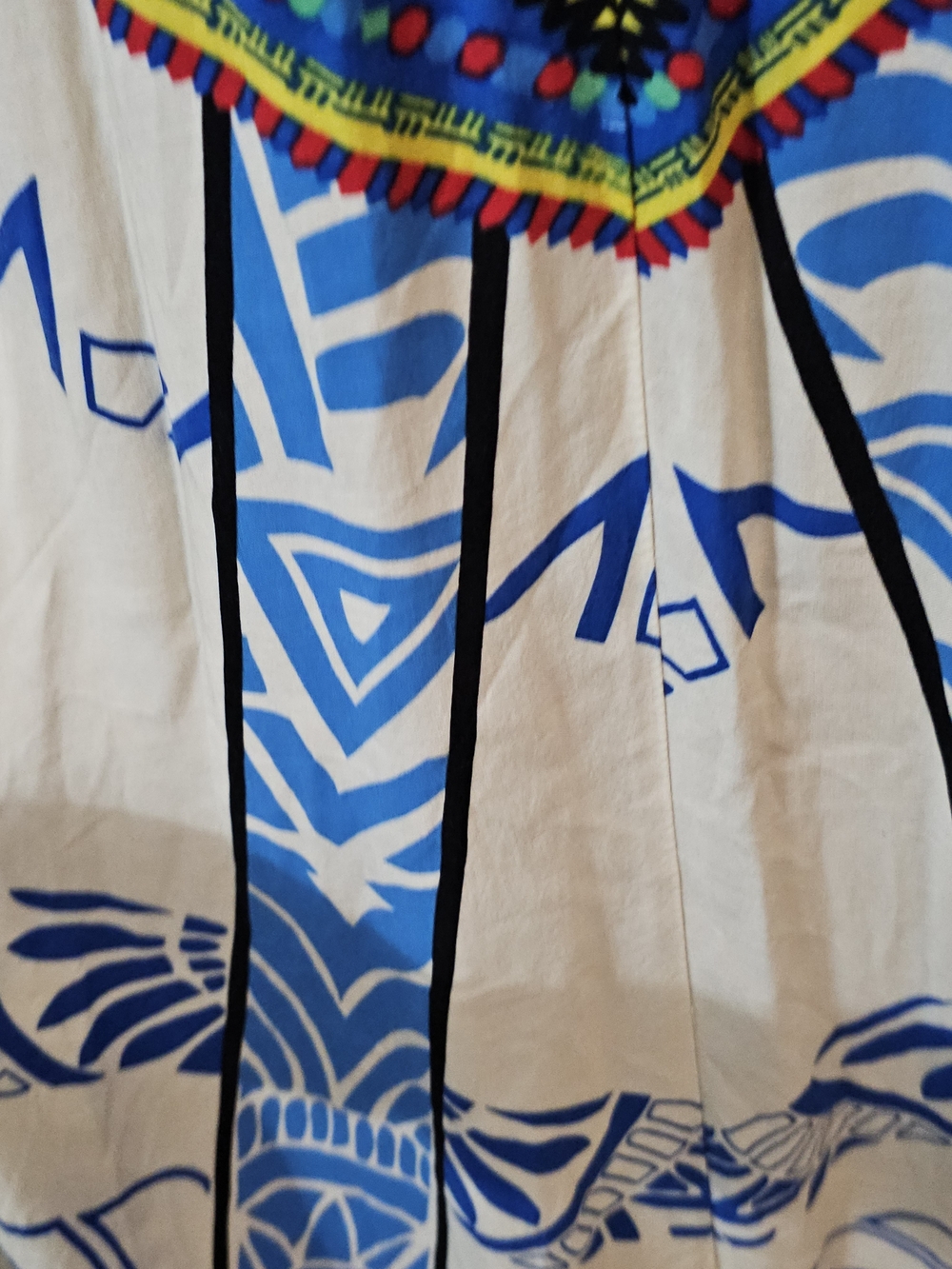 Flying Tomato White Maxi Dress with Multicolor Tribal Print Womens Large Halter - Picture 4 of 9